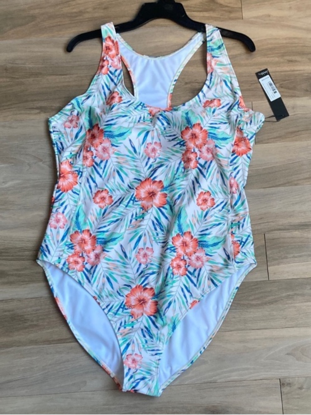 Nicole Miller One piece racerback Swimsuit Bellini blossom floral printed 3X